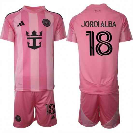 Men Inter Miami CF 18 Jordi Alba 25 26 Pink Home Soccer Jersey Suit